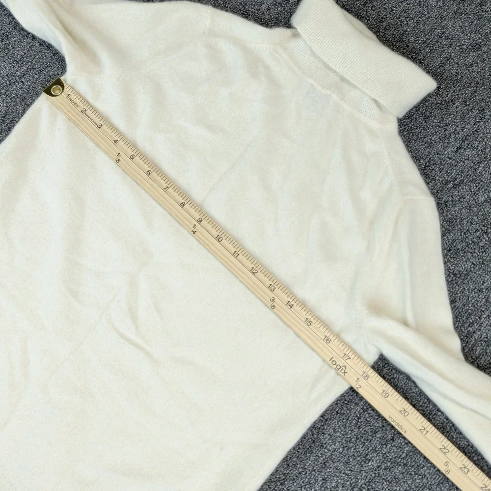 Talbots Classic Turtleneck Sweater Women Large Cream White 100% Pure Cashmere